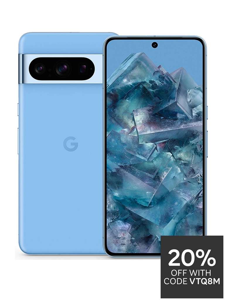 Pixel 8 Pro 256GB, 12GB RAM, 6.7" Super Actua OLED screen (1344 x 2992), 120Hz refresh rate, 5050 mAh battery (Obsidian or Bay) with code