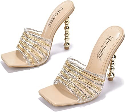 Cape Robbin Catana Sexy High Heels for Women, Square Open Toe Shoes Heels